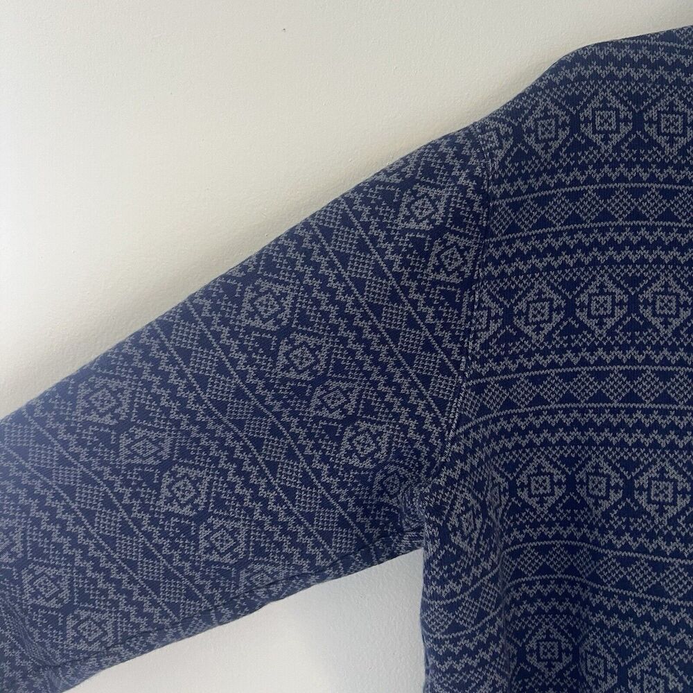 Lands End Mens 1/4 Zip Sweater Blue Fair Isle Print Sz XL - Picture 6 of 12